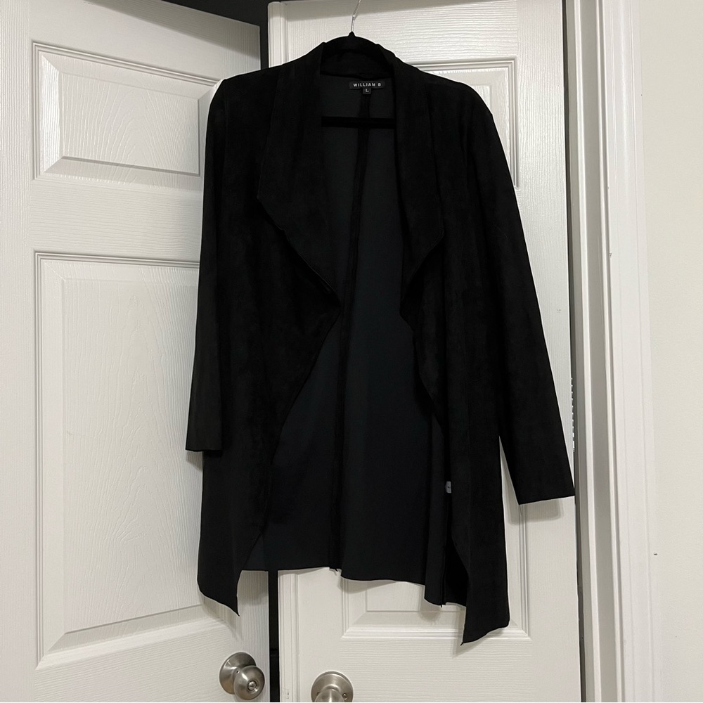 Vegan Suede Drape Front Coat